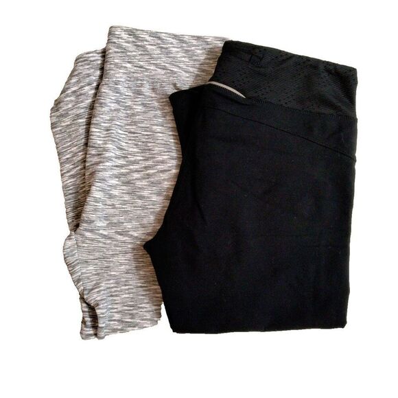Kyodan Pants - Lot Of 2 Womens Size Large Leggings Athletic Black Gray Pull On Comfort
